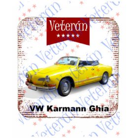   Veterán autós poháralátét - Volskwagen Karmann Ghia sárga