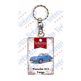 Veterán autós kulcstartó - Porsche 911 Targa kék