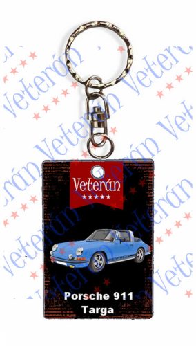 Veterán autós kulcstartó - Porsche 911 Targa kék