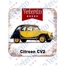 Veterán autós poháralátét - Citroen CV2 sárga
