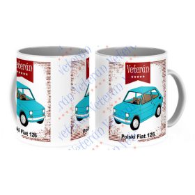 Veterán autós bögre - Polski Fiat 126 kék