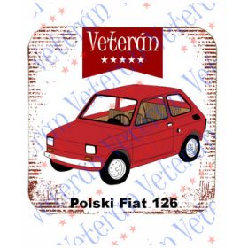 Veterán autós poháralátét - Polski Fiat 126 piros