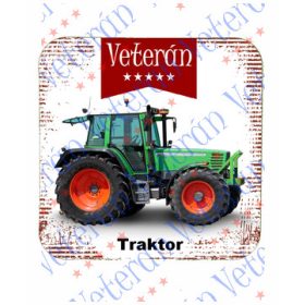 Veterán traktoros poháralátét - Zöld traktor