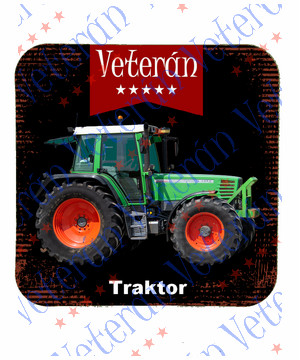Veterán traktoros poháralátét - Zöld traktor