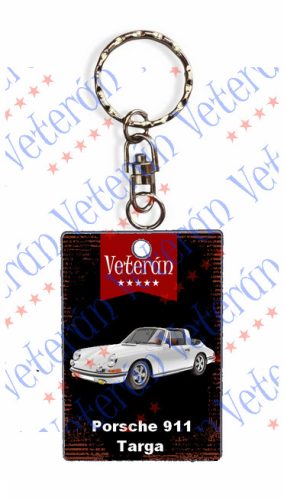 Veterán autós kulcstartó - Porsche 911 Targa fehér