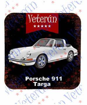 Veterán autós poháralátét - Porche 911 Targa fehér