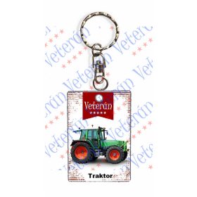 Veterán traktoros kulcstartó - Traktor zöld