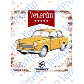 Veterán autós poháralátét - Trabant 601 sárga