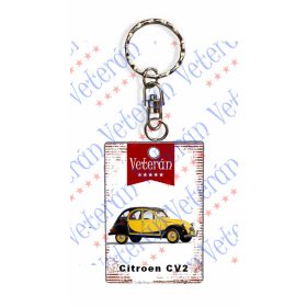 Veterán autós kulcstartó - Citroen CV2 sárga