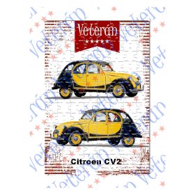 Veterán autós kirakó - Citroen CV2 sárga