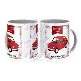 Veterán autós bögre - Polski Fiat 126 piros