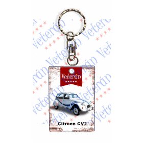 Veterán autós kulcstartó - Citroen CV2 fehér