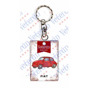 Veterán autós kulcstartó - Fiat piros