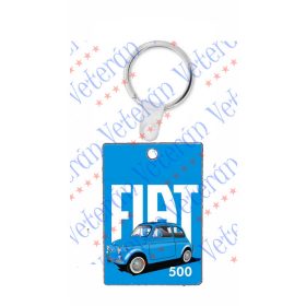 Veterán autós kulcstartó - Fiat 500 kék