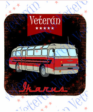 Veterán autós poháralátét - Ikarus busz rajz