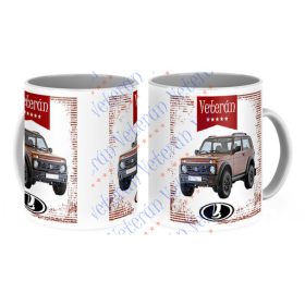 Veterán autós bögre - Lada Niva barna