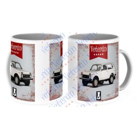 Veterán autós bögre - Lada Niva fehér