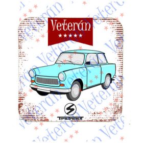 Veterán autós poháralátét - Trabant 601 kék