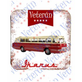 Veterán autós poháralátét - Ikarus busz piros